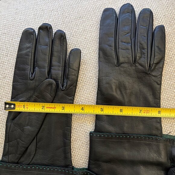 LEATHER Hand-Stitch Made in ITALY Paloma PALOMA PICASSO Gloves w/LEATHER CUFFS - Picture 7 of 16